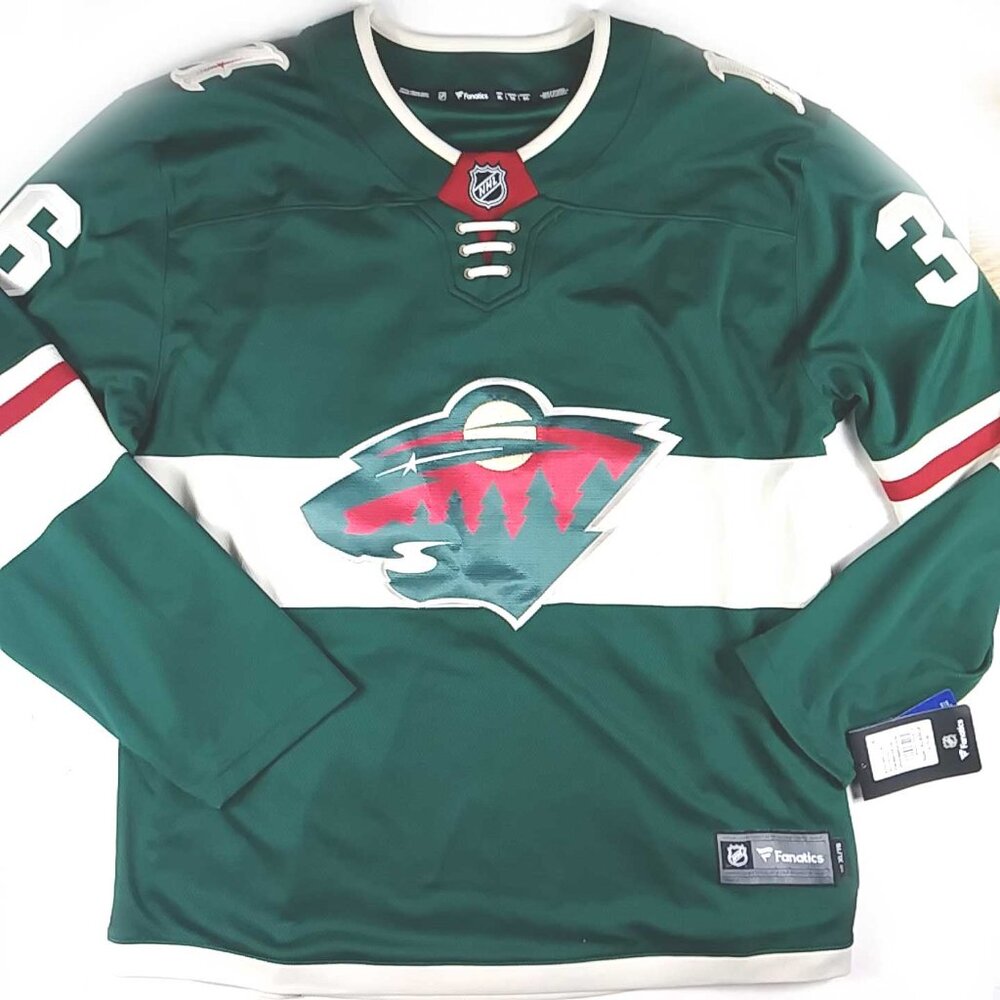 NWT Fanatics NHL Minnesota Wild #36 Mats Zuccarello Green Jersey Size XL